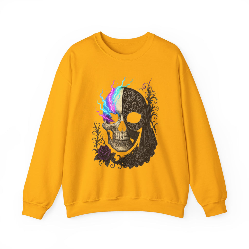 Halloween Sweatshirt – Gothic Neon Masked Illusion
