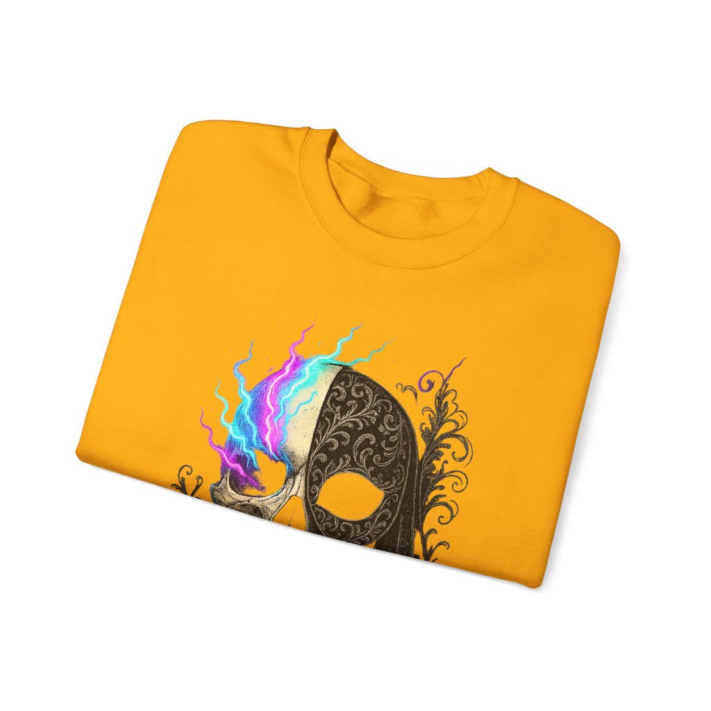 Halloween Sweatshirt – Gothic Neon Masked Illusion