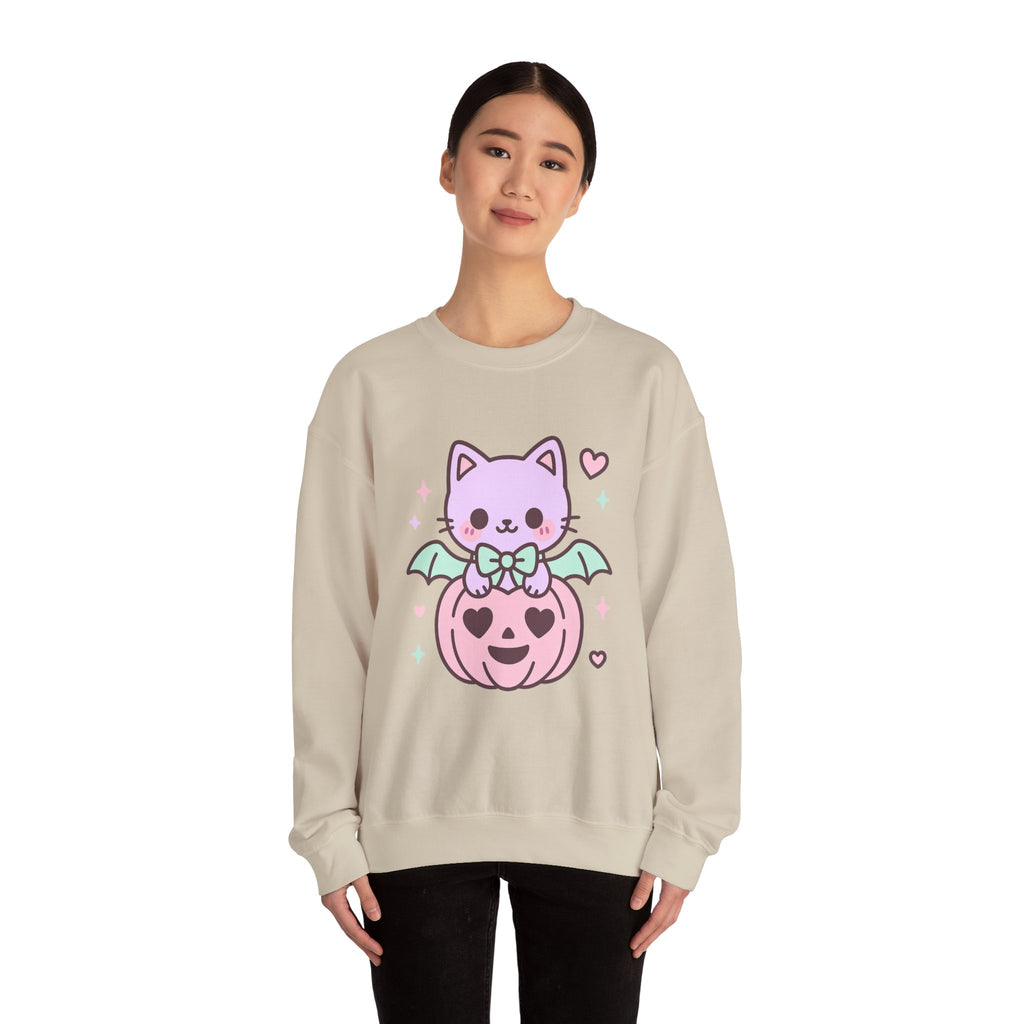 Kawaii Skull Sweatshirt – Pastel Bows & Hearts