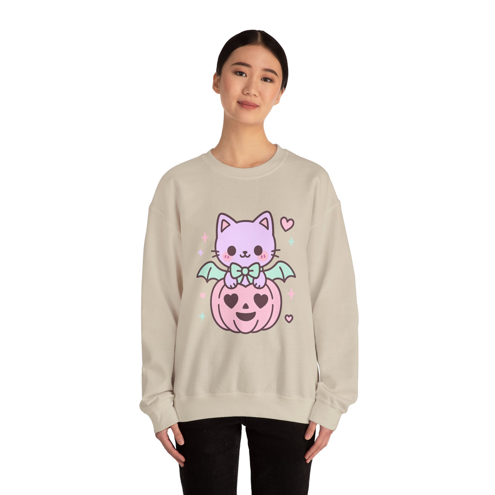 Kawaii Skull Sweatshirt – Pastel Bows & Hearts