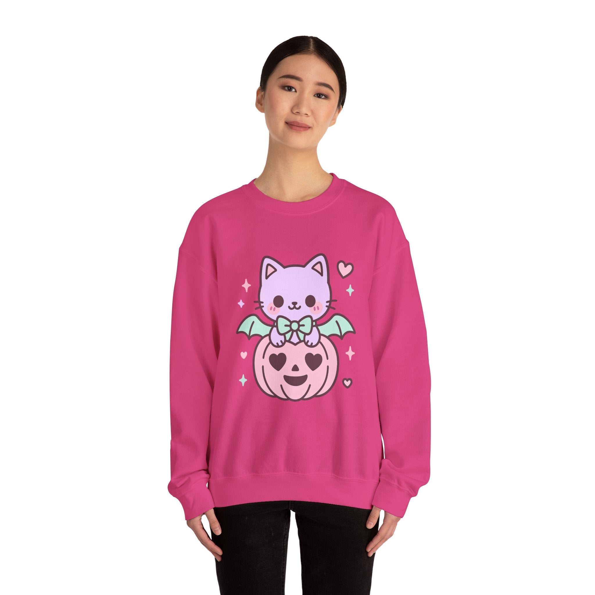 Kawaii Skull Sweatshirt – Pastel Bows & Hearts
