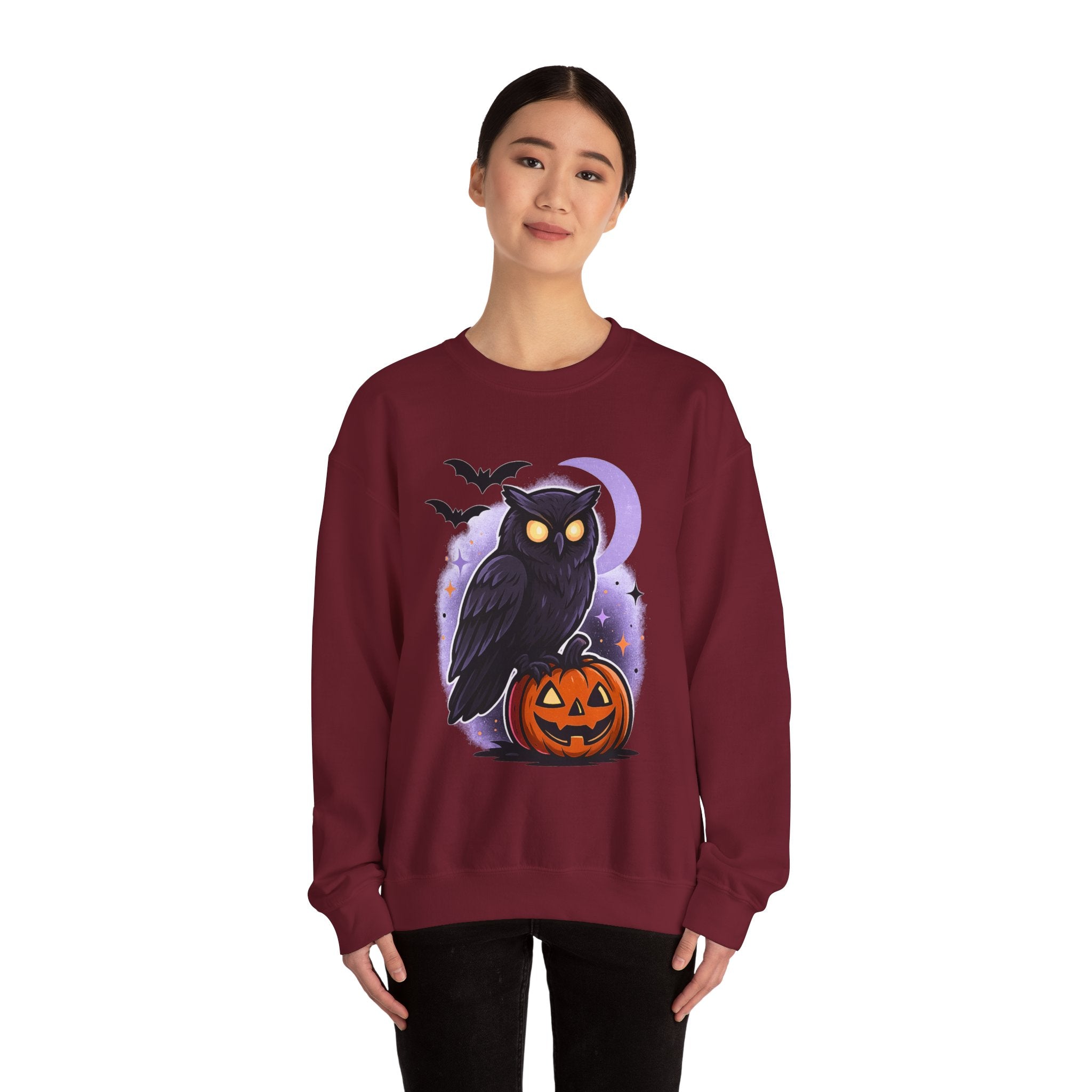 Spooky Owl and Pumpkin Night Sweatshirt