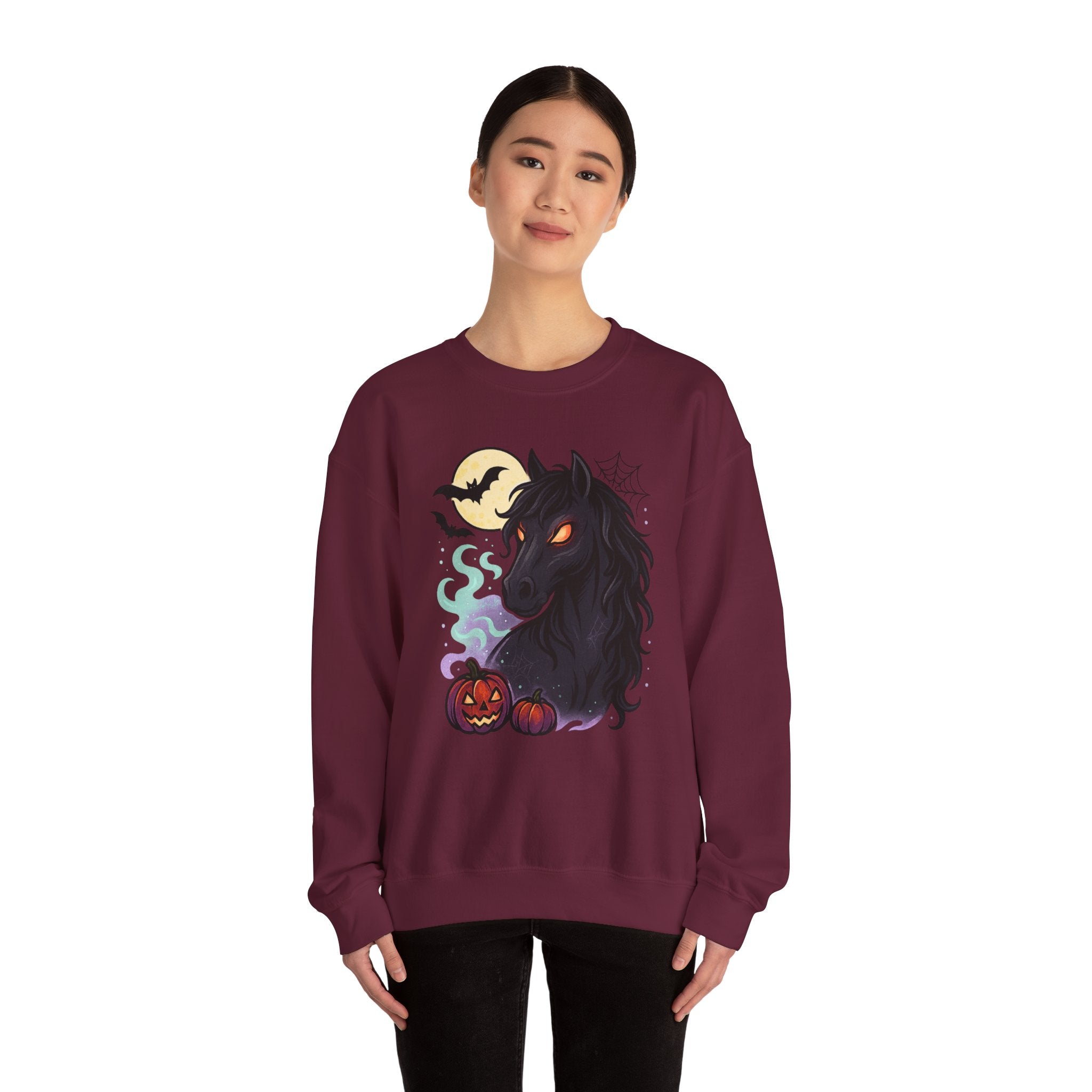 Gothic Horse Under Moonlight Spooky Sweatshirt