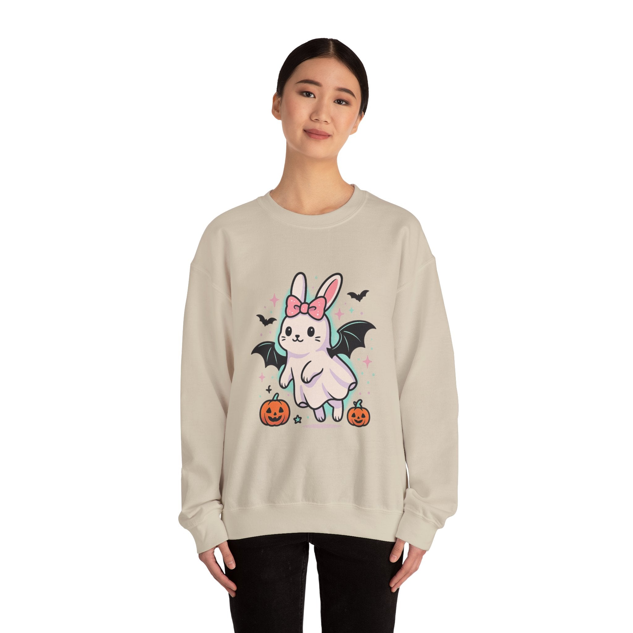 Cute Ghost Bunny with Bat Wings Sweatshirt