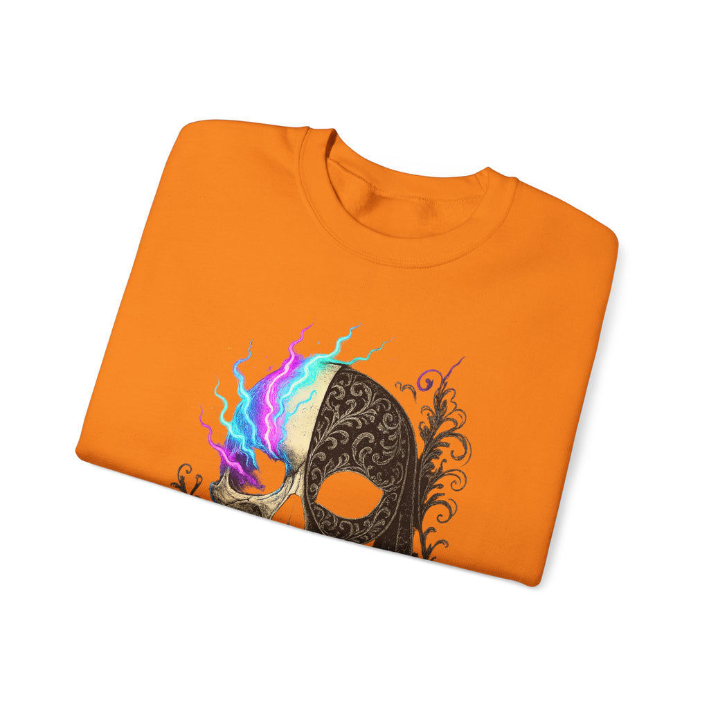 Halloween Sweatshirt – Gothic Neon Masked Illusion