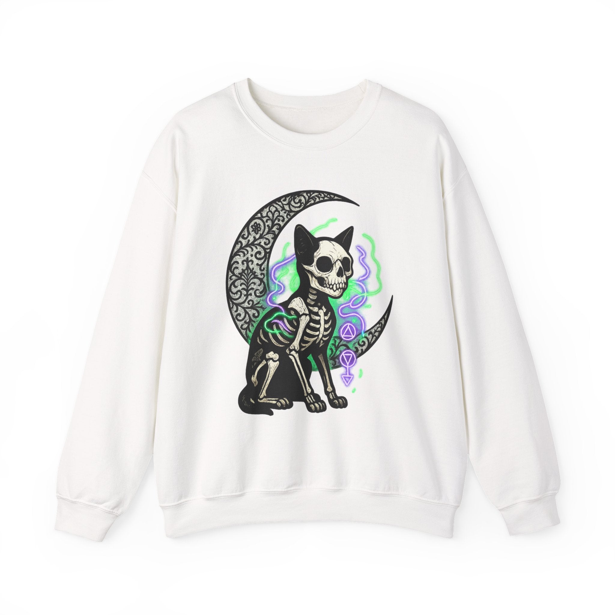 Gothic Cat with Neon Aura Halloween Sweatshirt