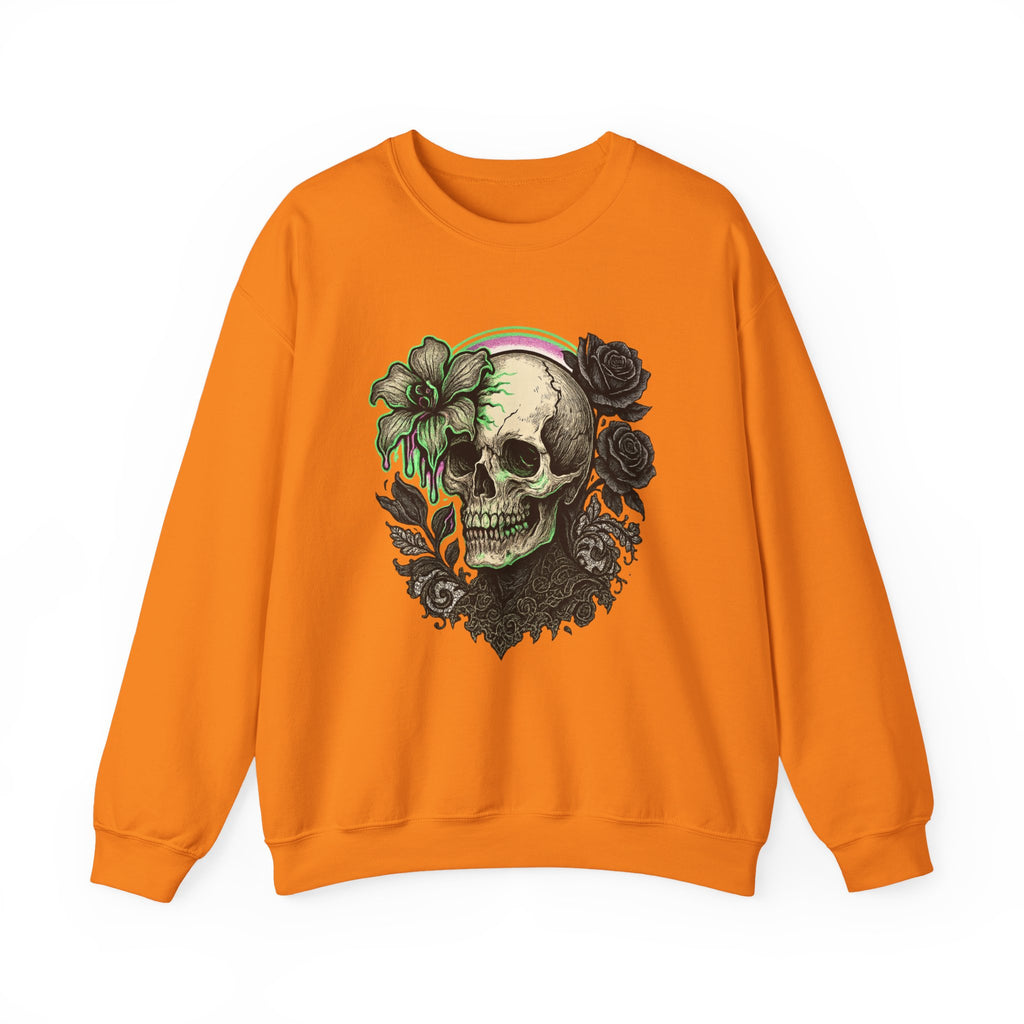 Gothic Skull with Neon Floral Sweatshirt