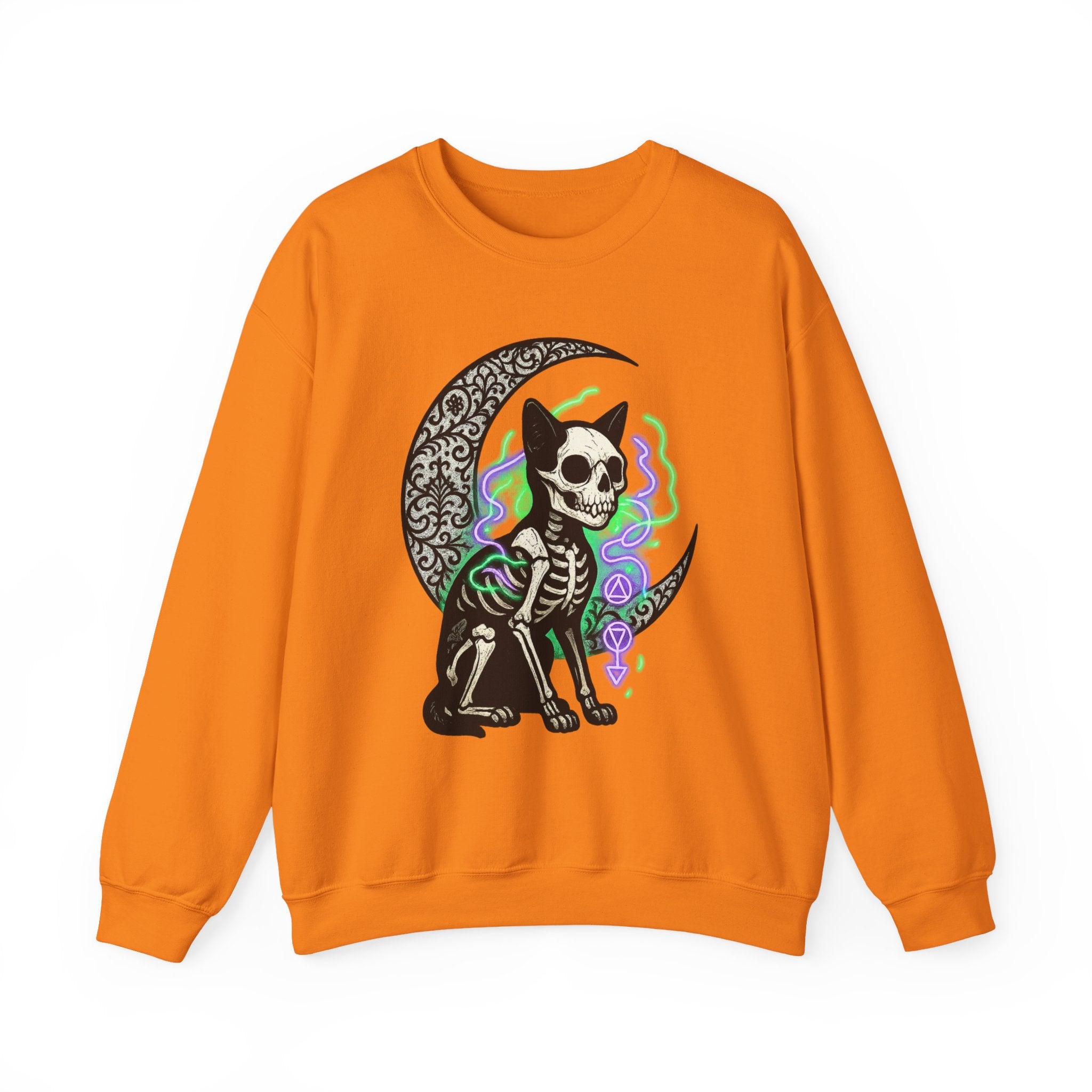 Gothic Cat with Neon Aura Halloween Sweatshirt