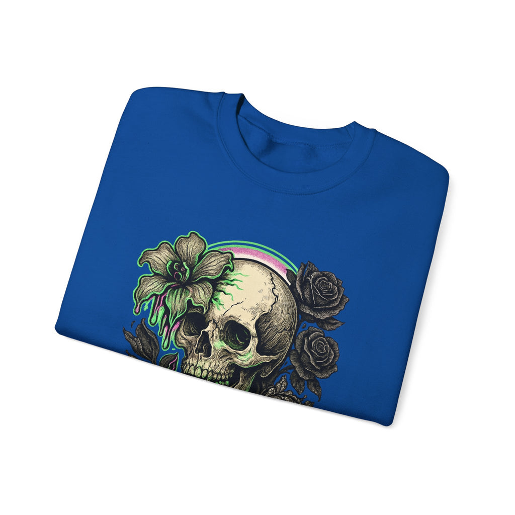 Gothic Skull with Neon Floral Sweatshirt