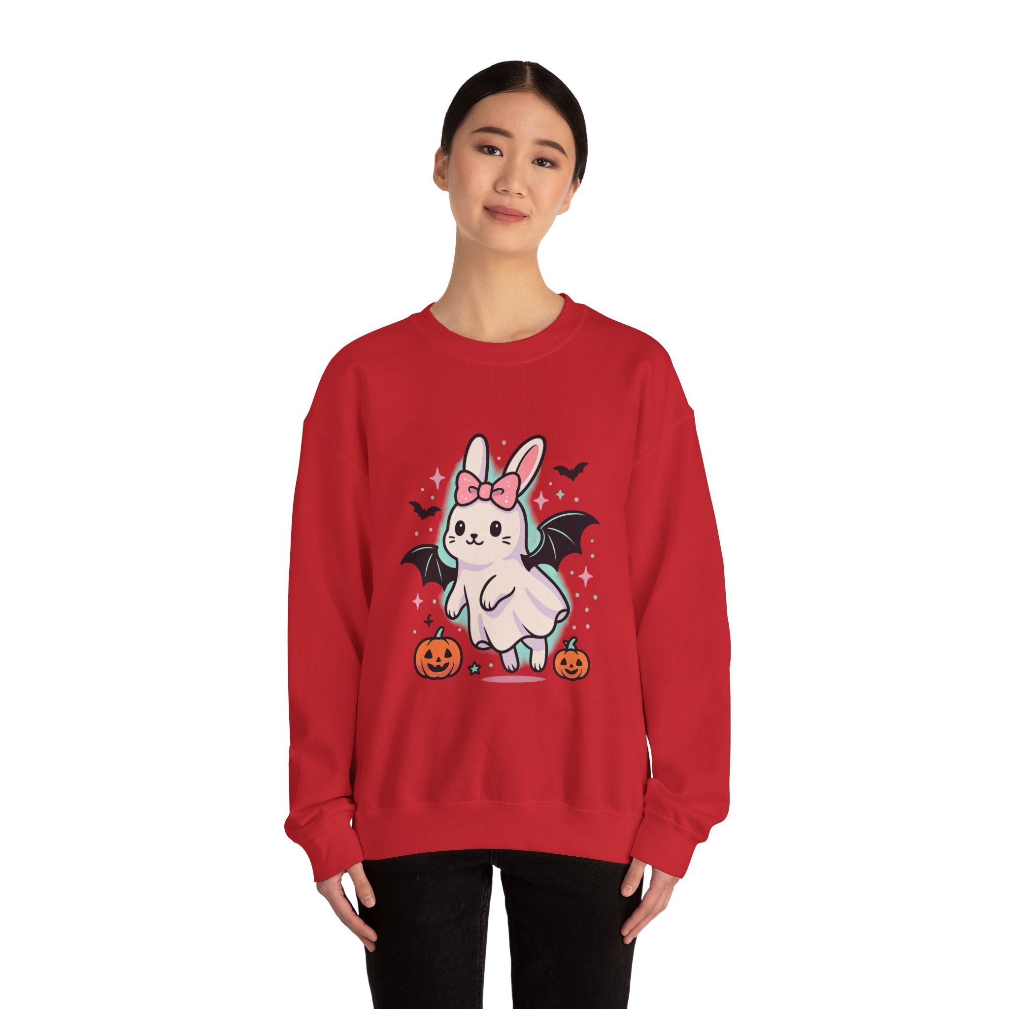 Cute Ghost Bunny with Bat Wings Sweatshirt