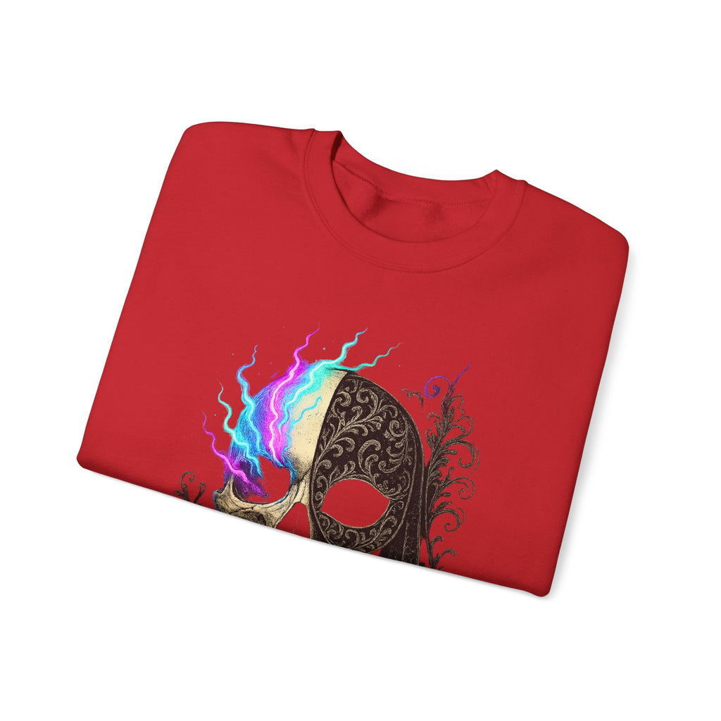 Halloween Sweatshirt – Gothic Neon Masked Illusion