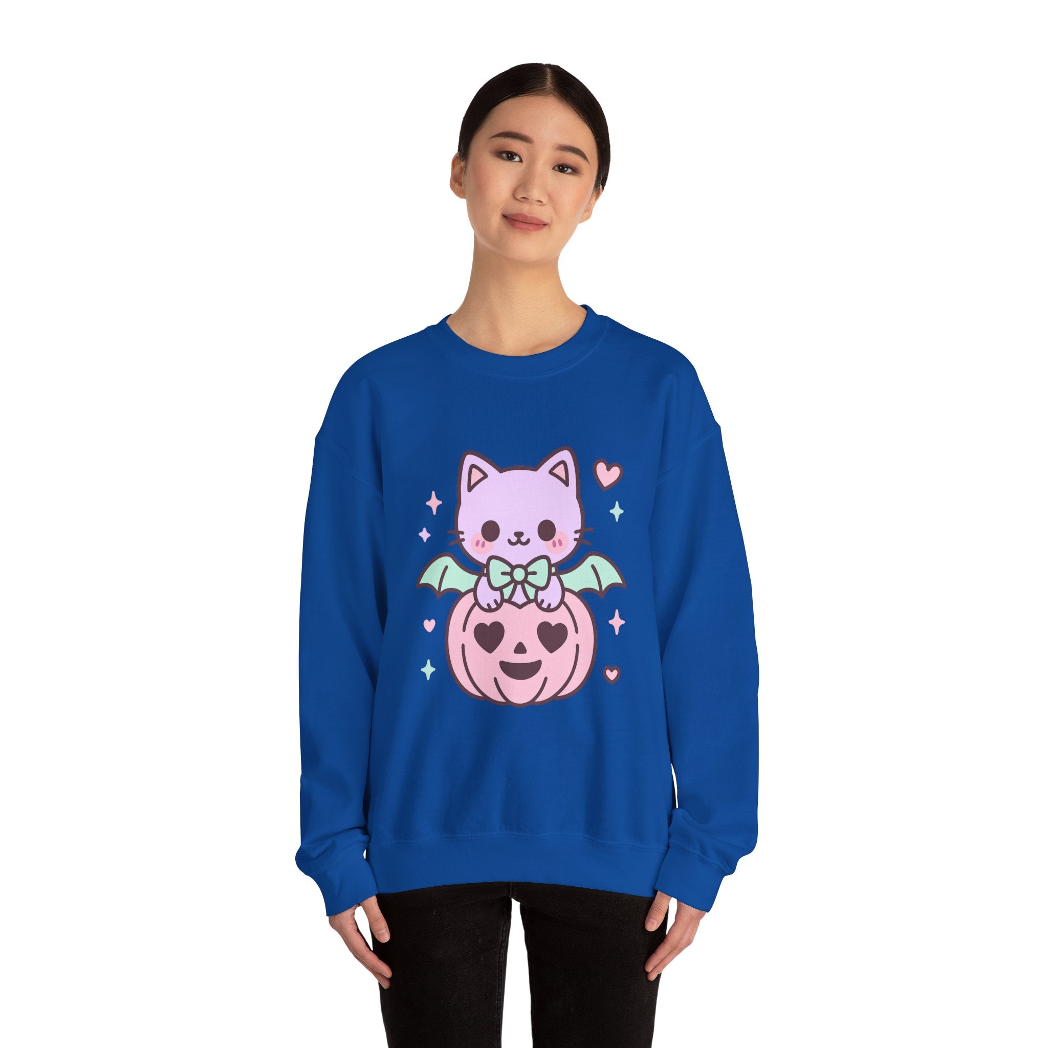 Kawaii Skull Sweatshirt – Pastel Bows & Hearts