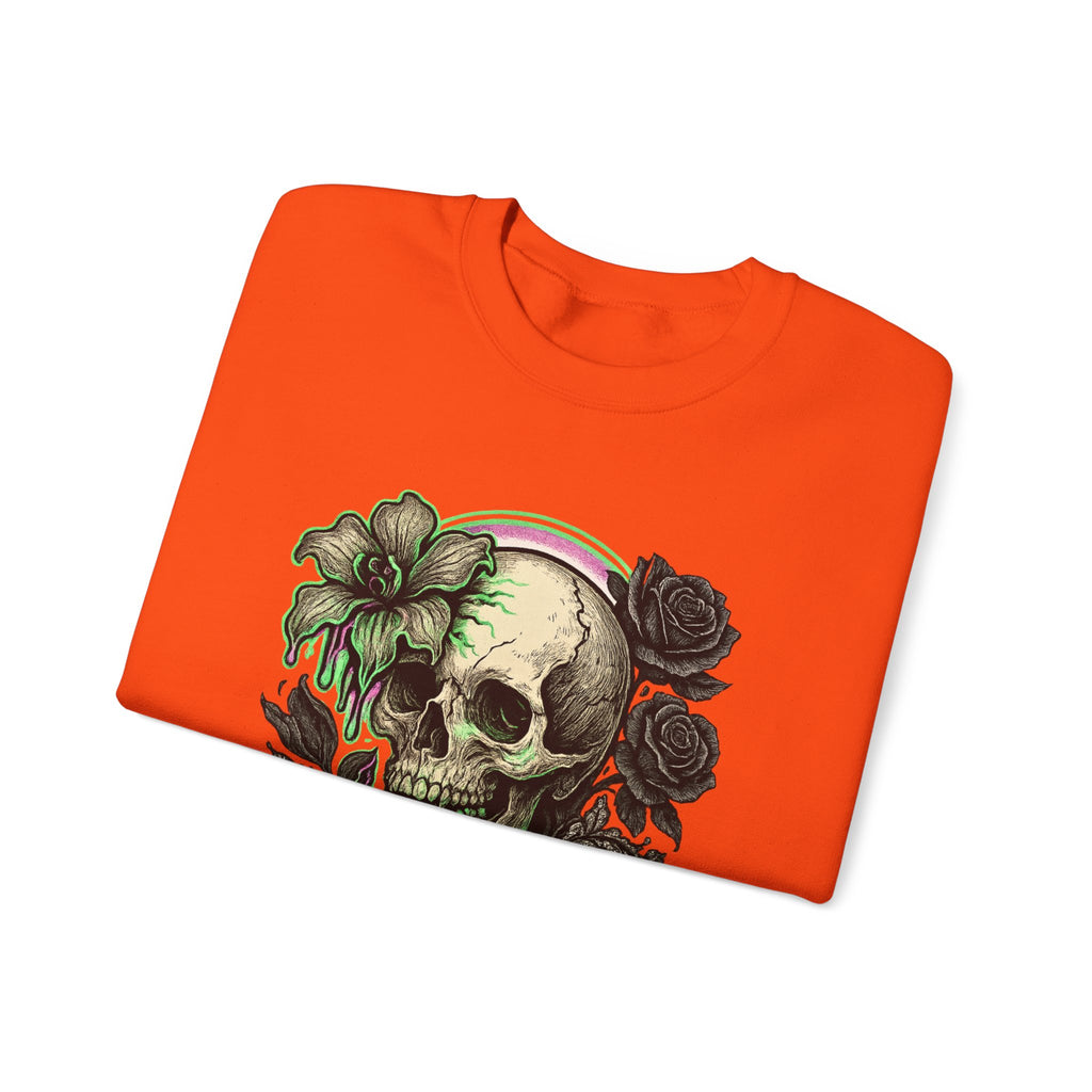 Gothic Skull with Neon Floral Sweatshirt