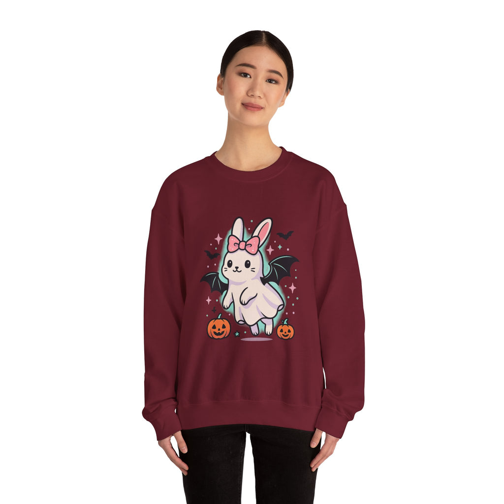 Cute Ghost Bunny with Bat Wings Sweatshirt