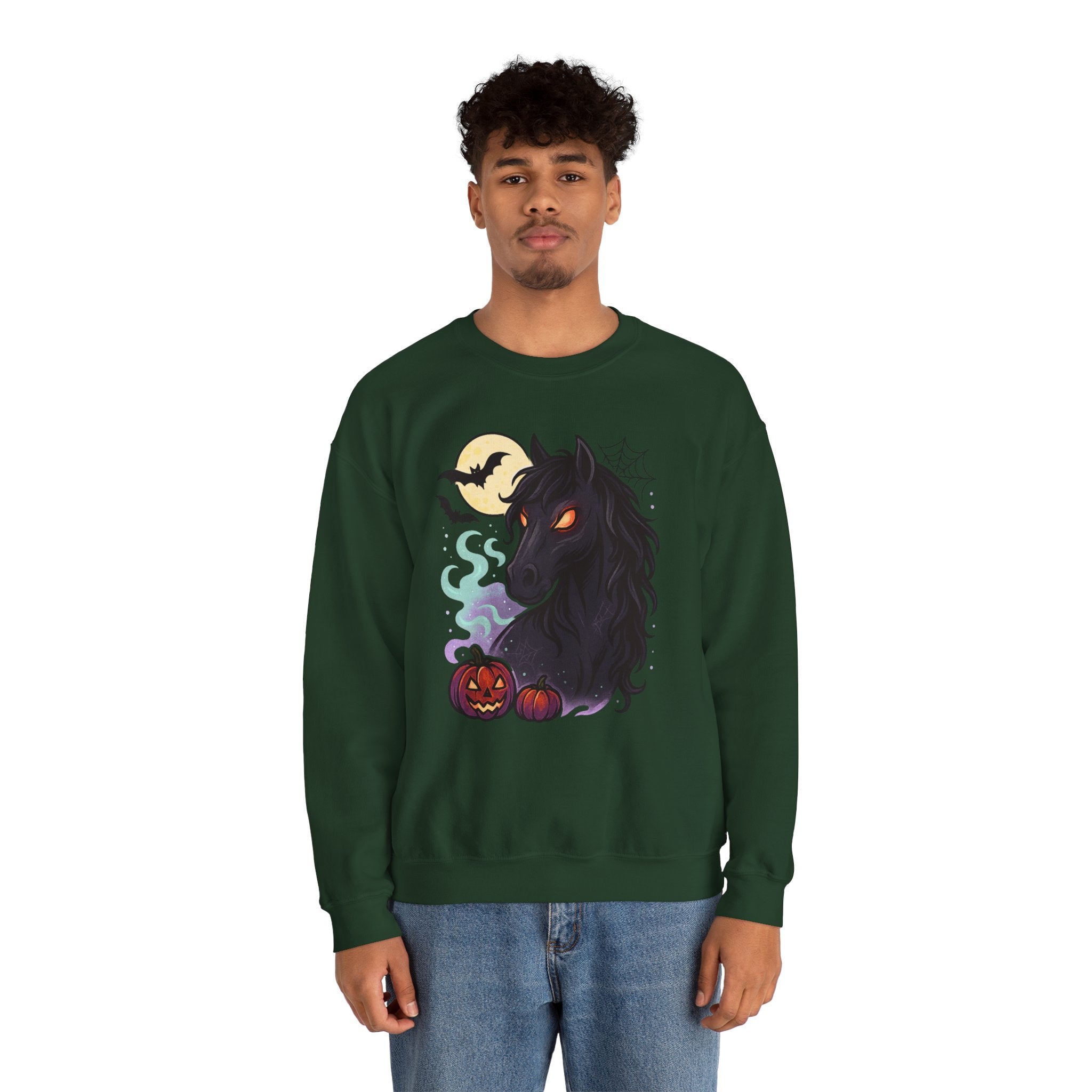 Gothic Horse Under Moonlight Spooky Sweatshirt