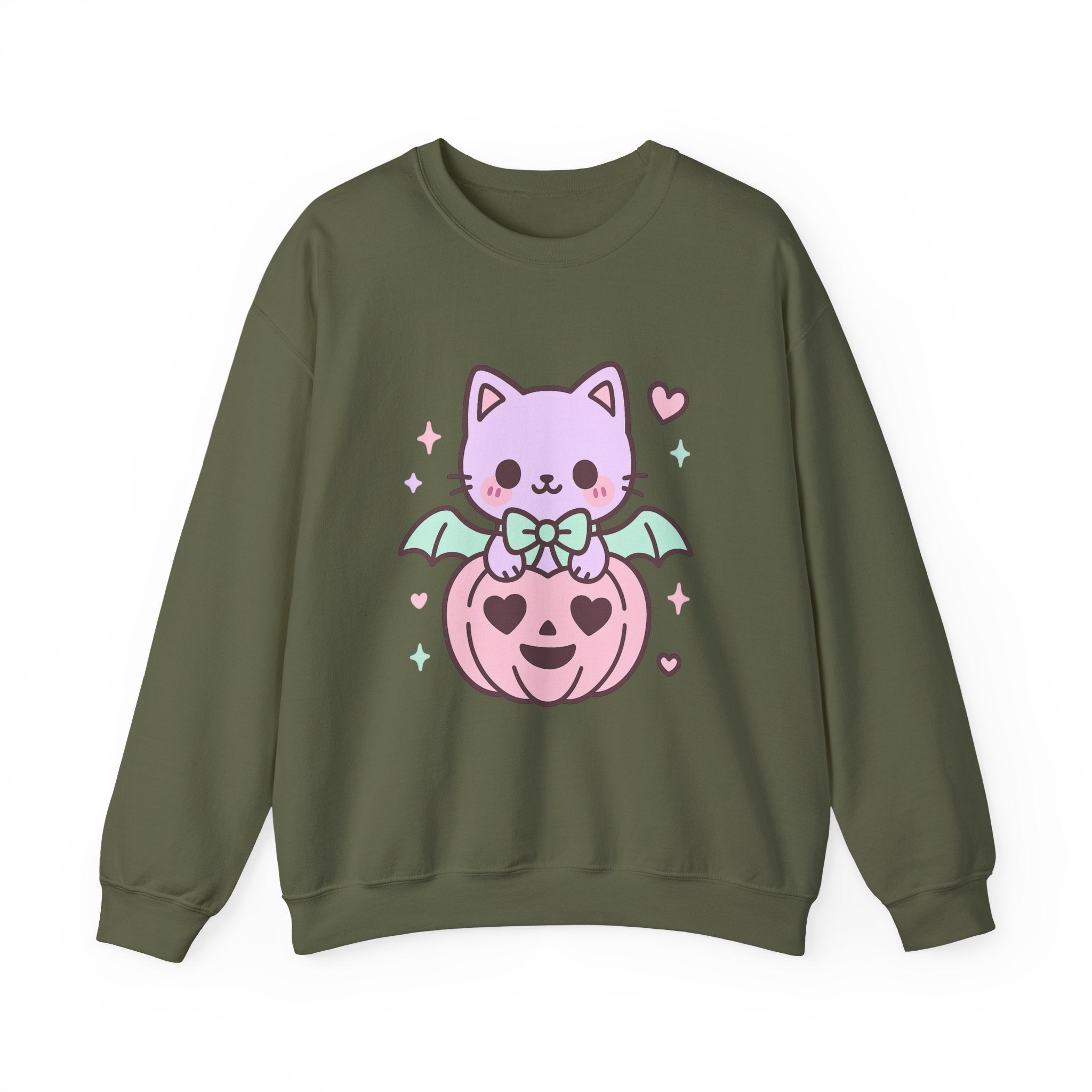 Kawaii Skull Sweatshirt – Pastel Bows & Hearts