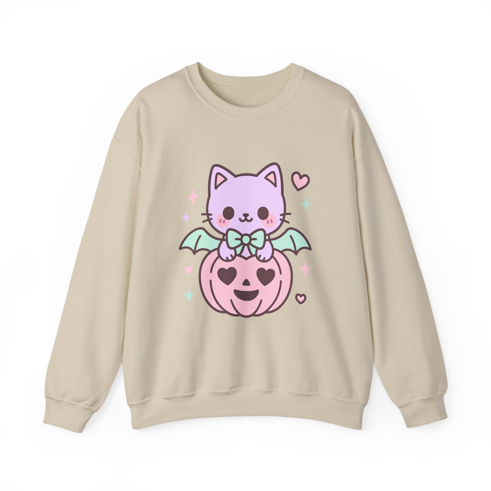 Kawaii Skull Sweatshirt – Pastel Bows & Hearts