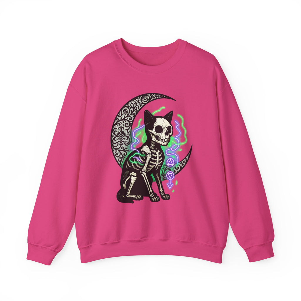Gothic Cat with Neon Aura Halloween Sweatshirt