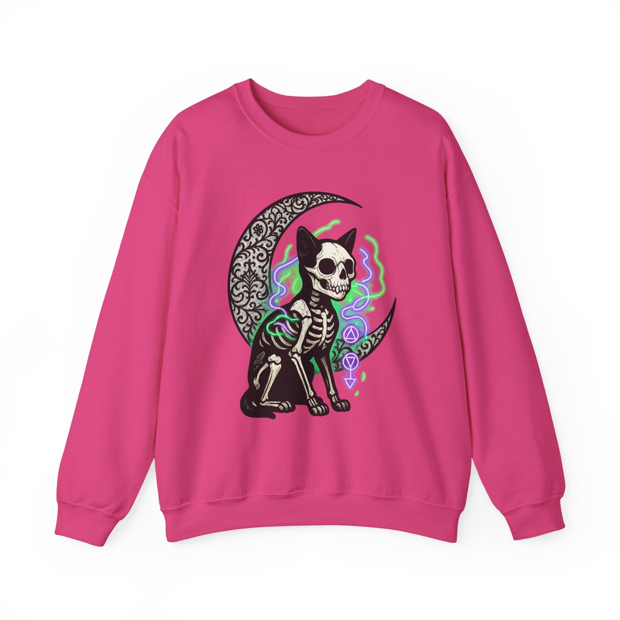 Gothic Cat with Neon Aura Halloween Sweatshirt