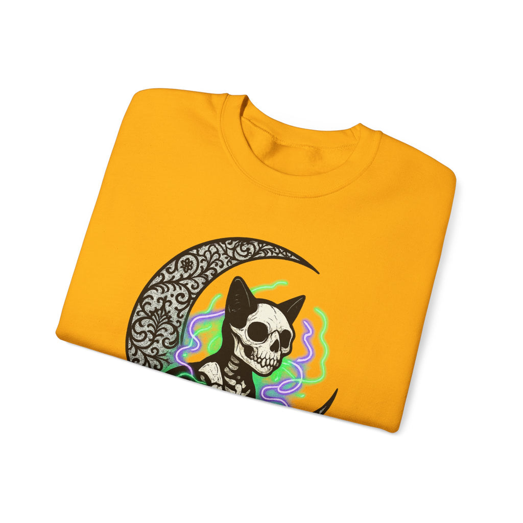 Gothic Cat with Neon Aura Halloween Sweatshirt