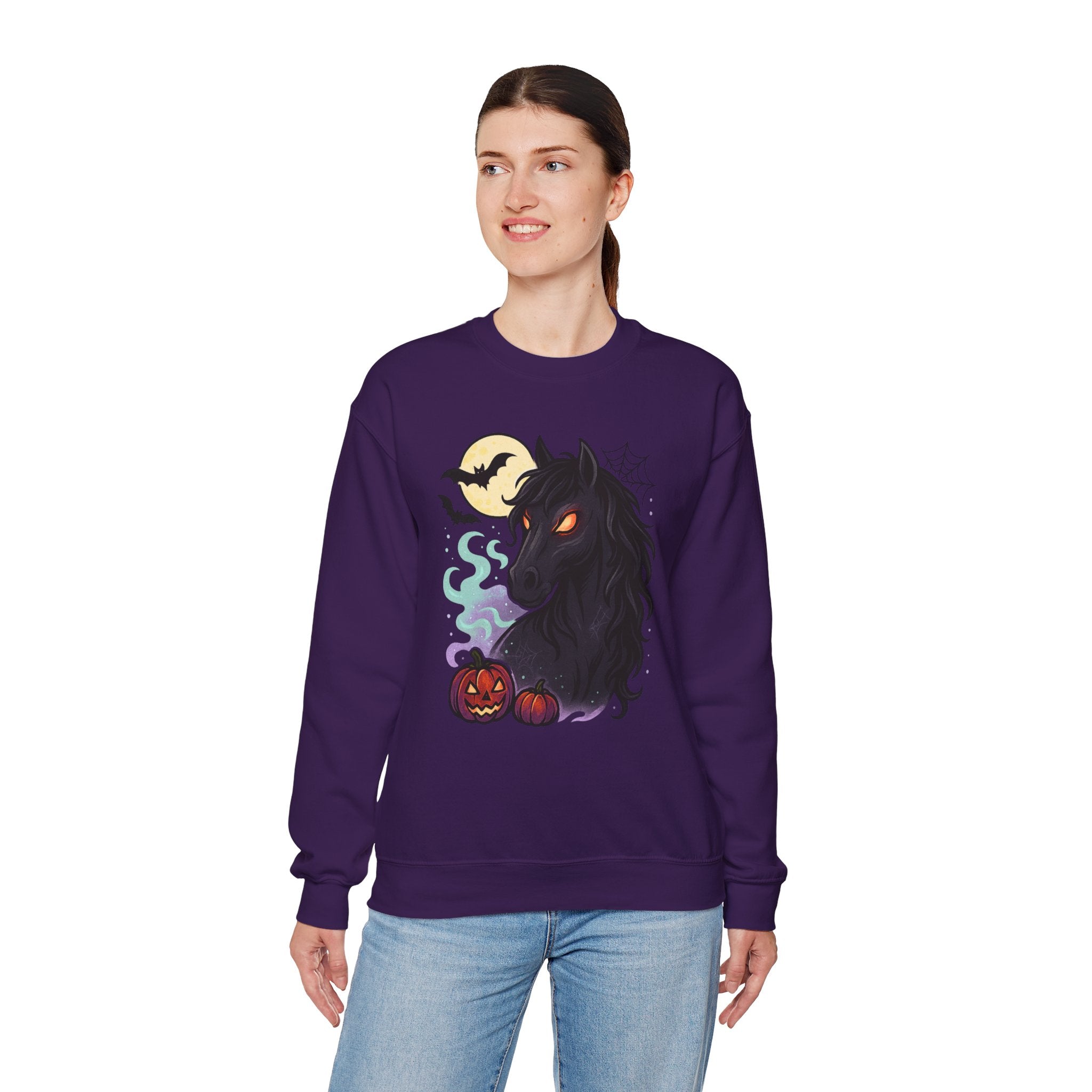 Gothic Horse Under Moonlight Spooky Sweatshirt