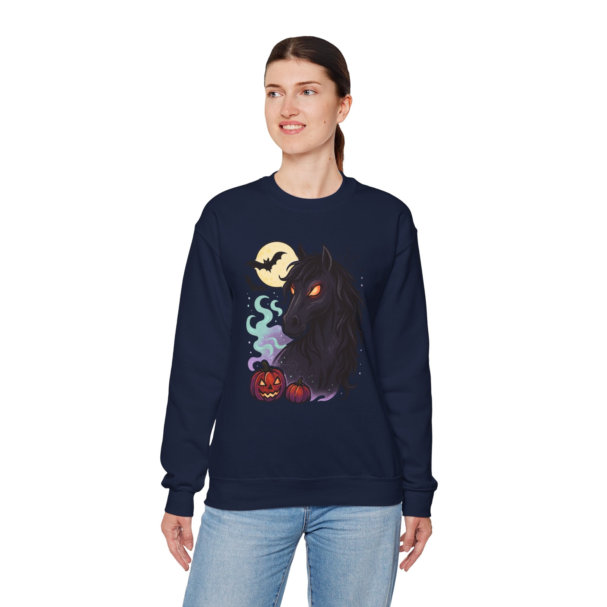 Gothic Horse Under Moonlight Spooky Sweatshirt