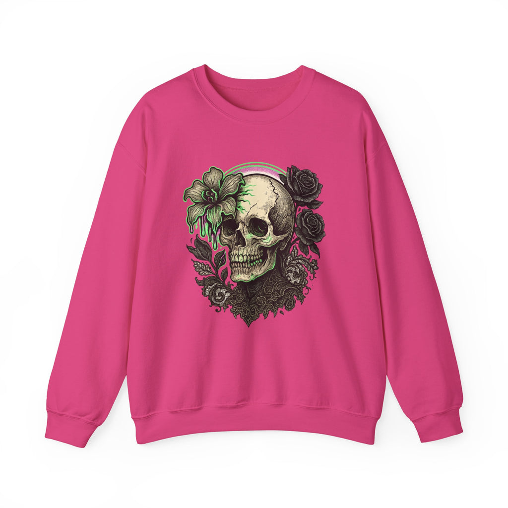 Gothic Skull with Neon Floral Sweatshirt