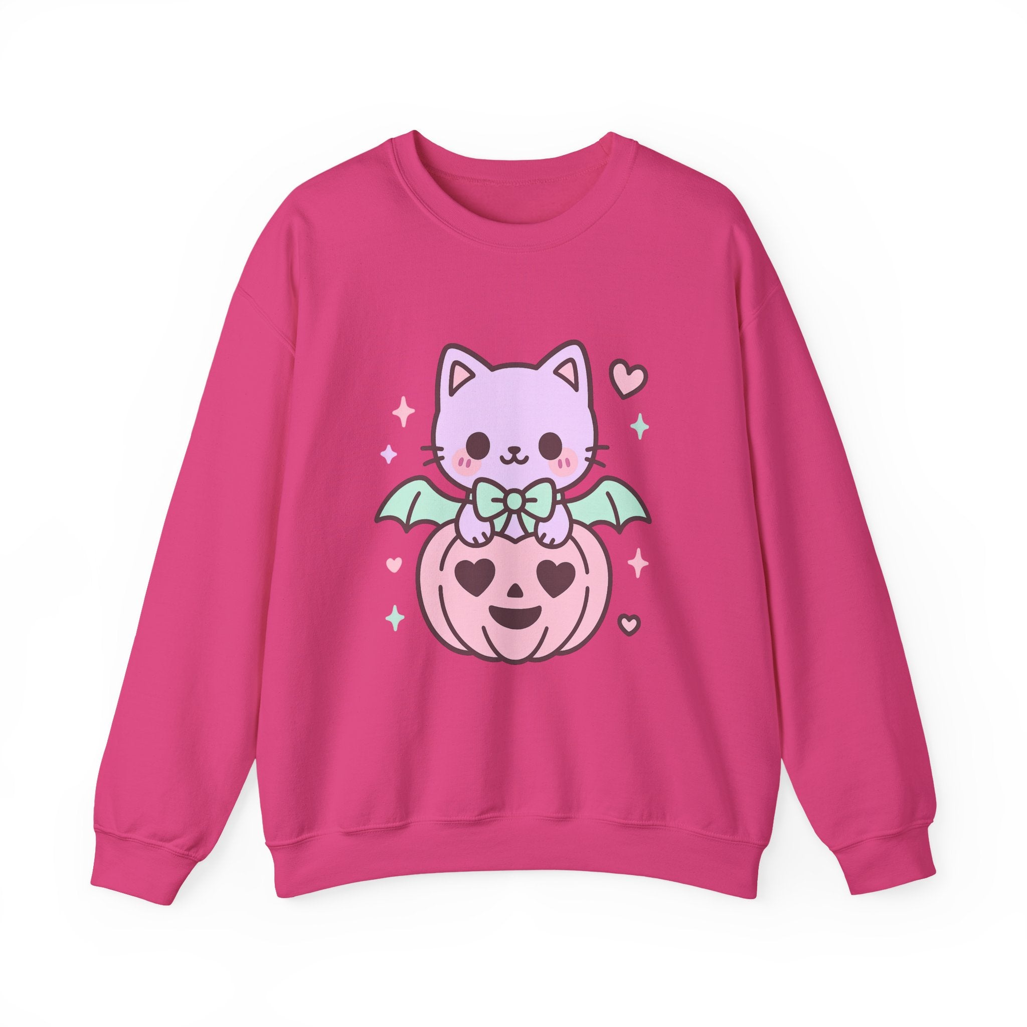 Kawaii Skull Sweatshirt – Pastel Bows & Hearts