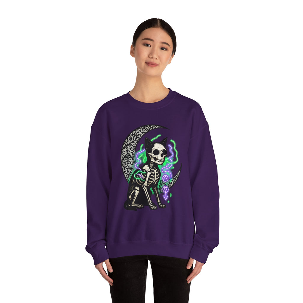Gothic Cat with Neon Aura Halloween Sweatshirt