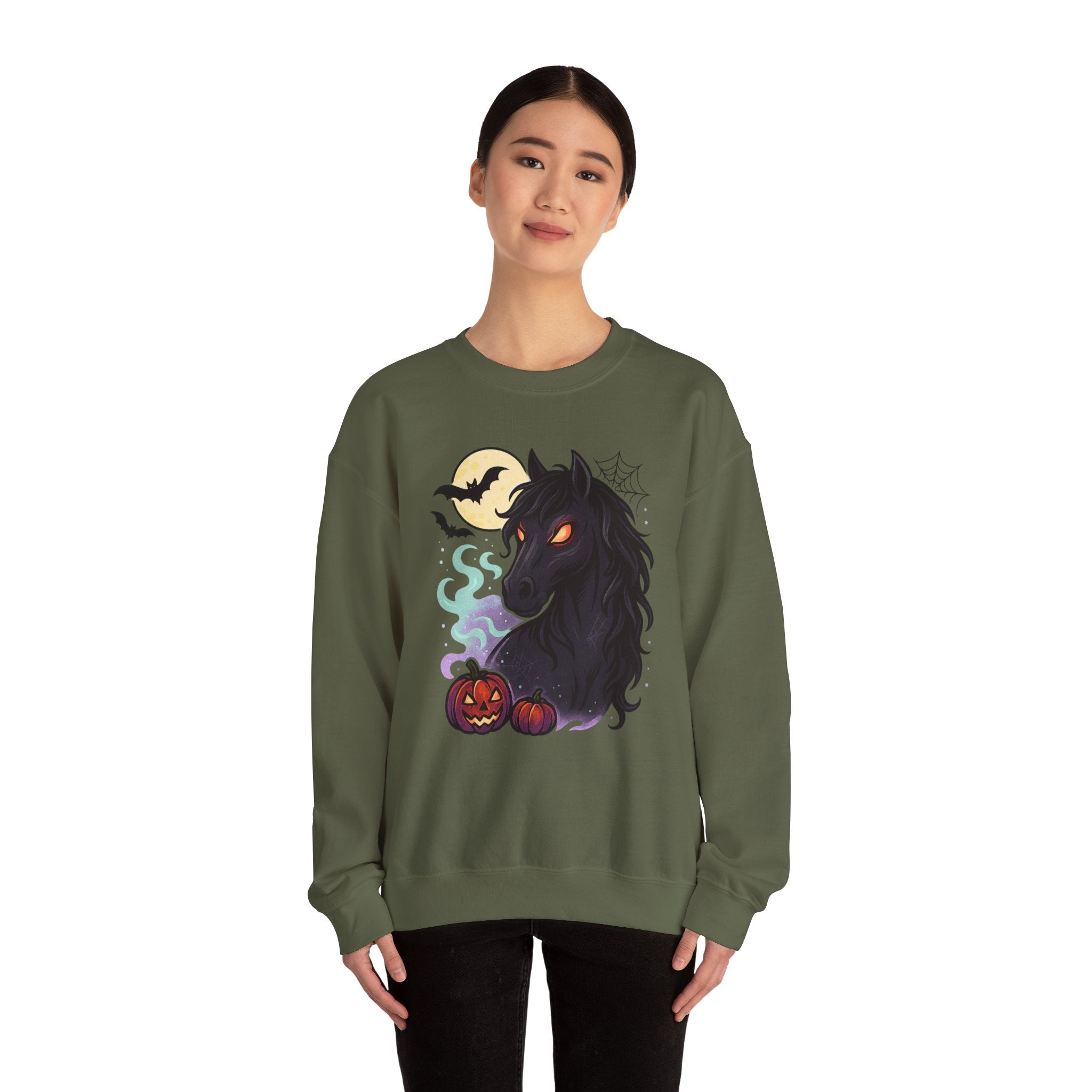 Gothic Horse Under Moonlight Spooky Sweatshirt