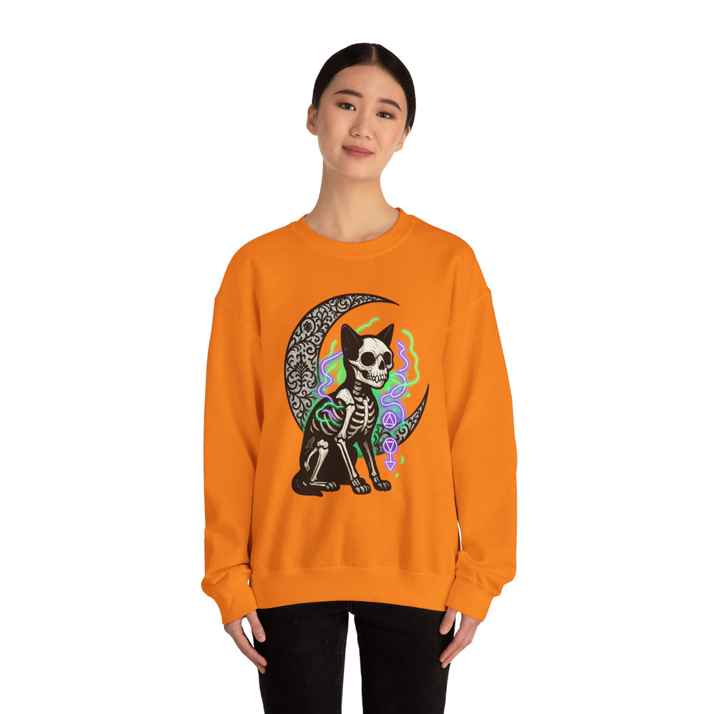 Gothic Cat with Neon Aura Halloween Sweatshirt