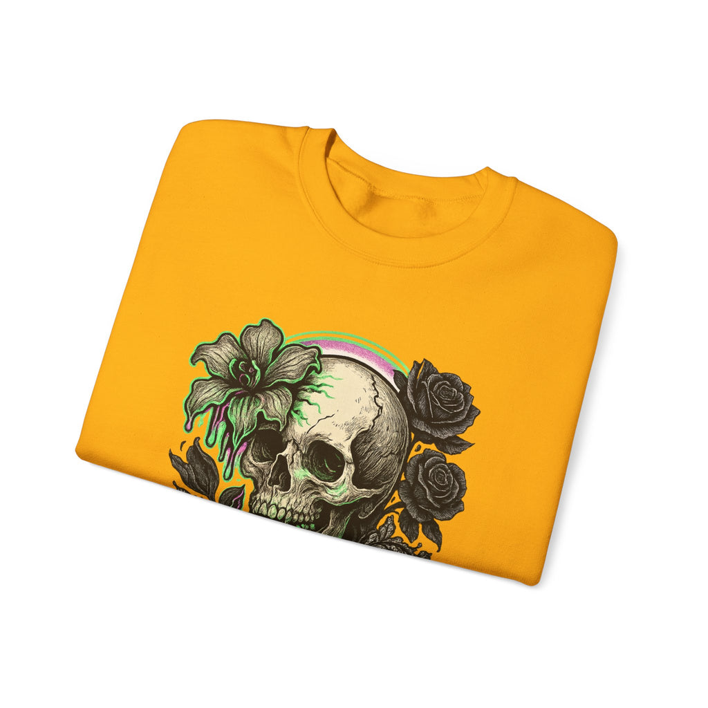 Gothic Skull with Neon Floral Sweatshirt