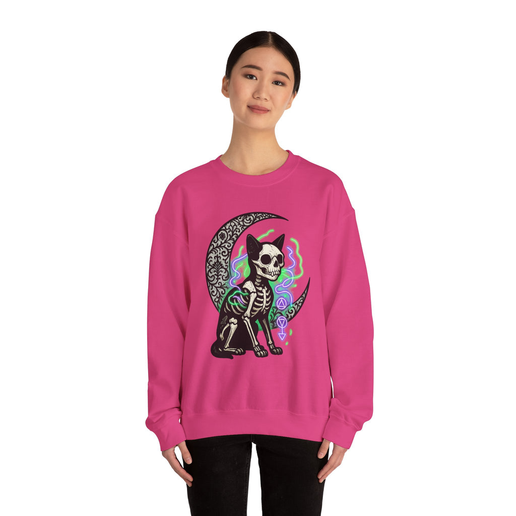 Gothic Cat with Neon Aura Halloween Sweatshirt