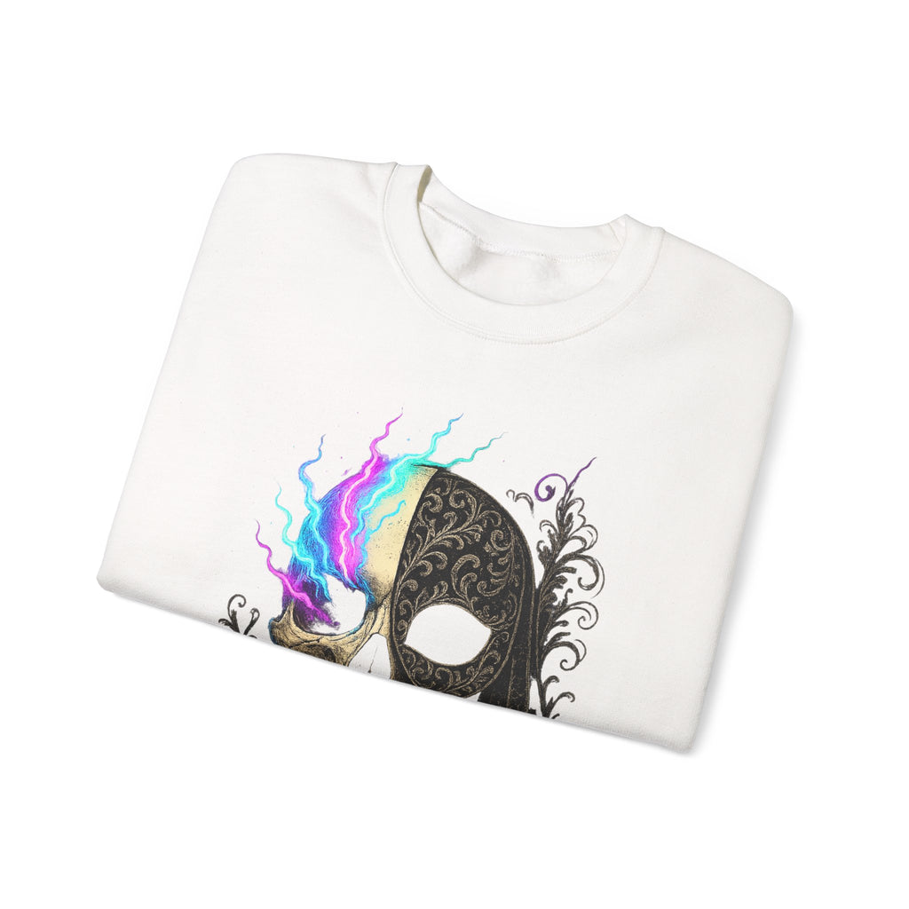 Halloween Sweatshirt – Gothic Neon Masked Illusion