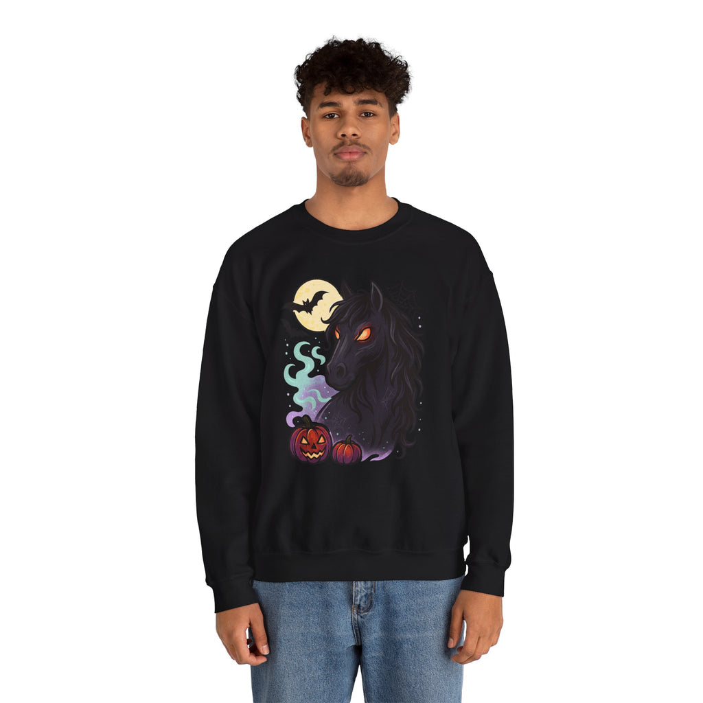 Gothic Horse Under Moonlight Spooky Sweatshirt