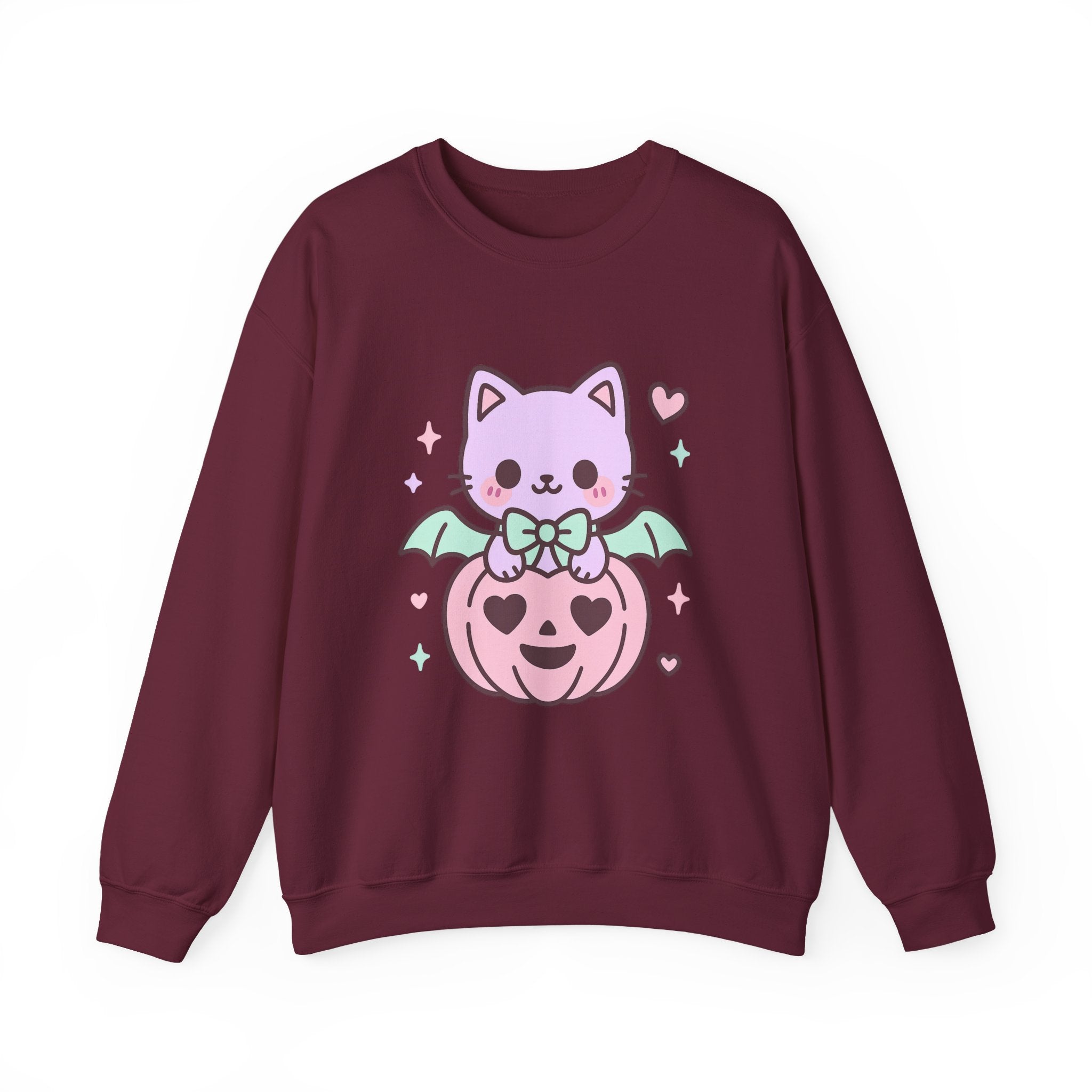 Kawaii Skull Sweatshirt – Pastel Bows & Hearts