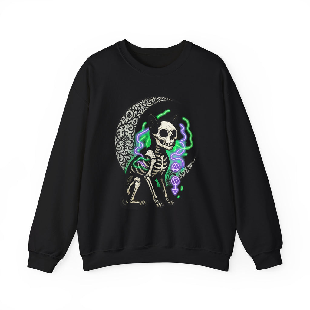 Gothic Cat with Neon Aura Halloween Sweatshirt