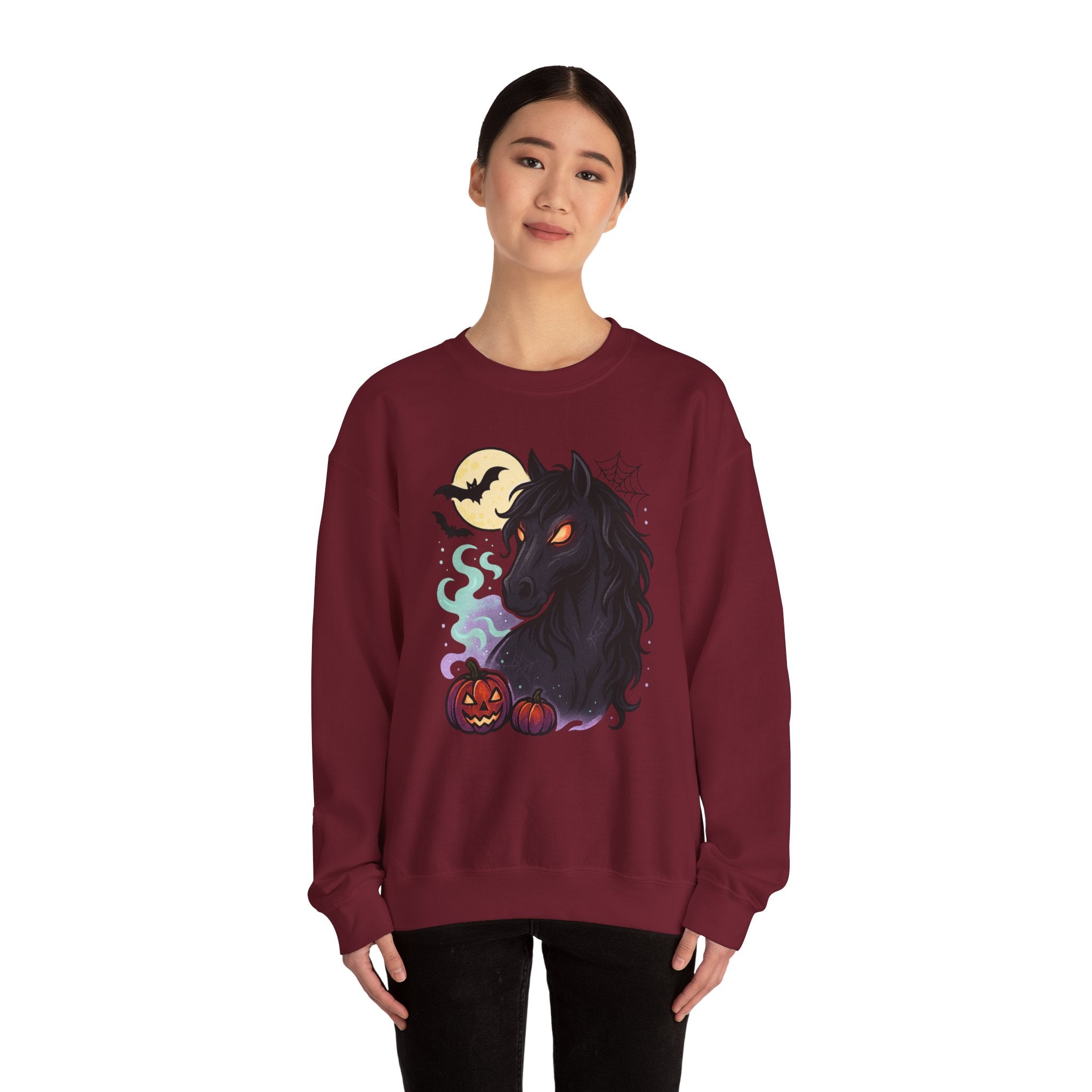 Gothic Horse Under Moonlight Spooky Sweatshirt