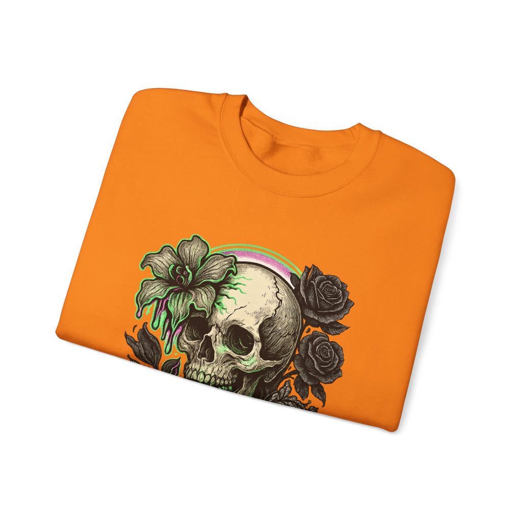 Gothic Skull with Neon Floral Sweatshirt