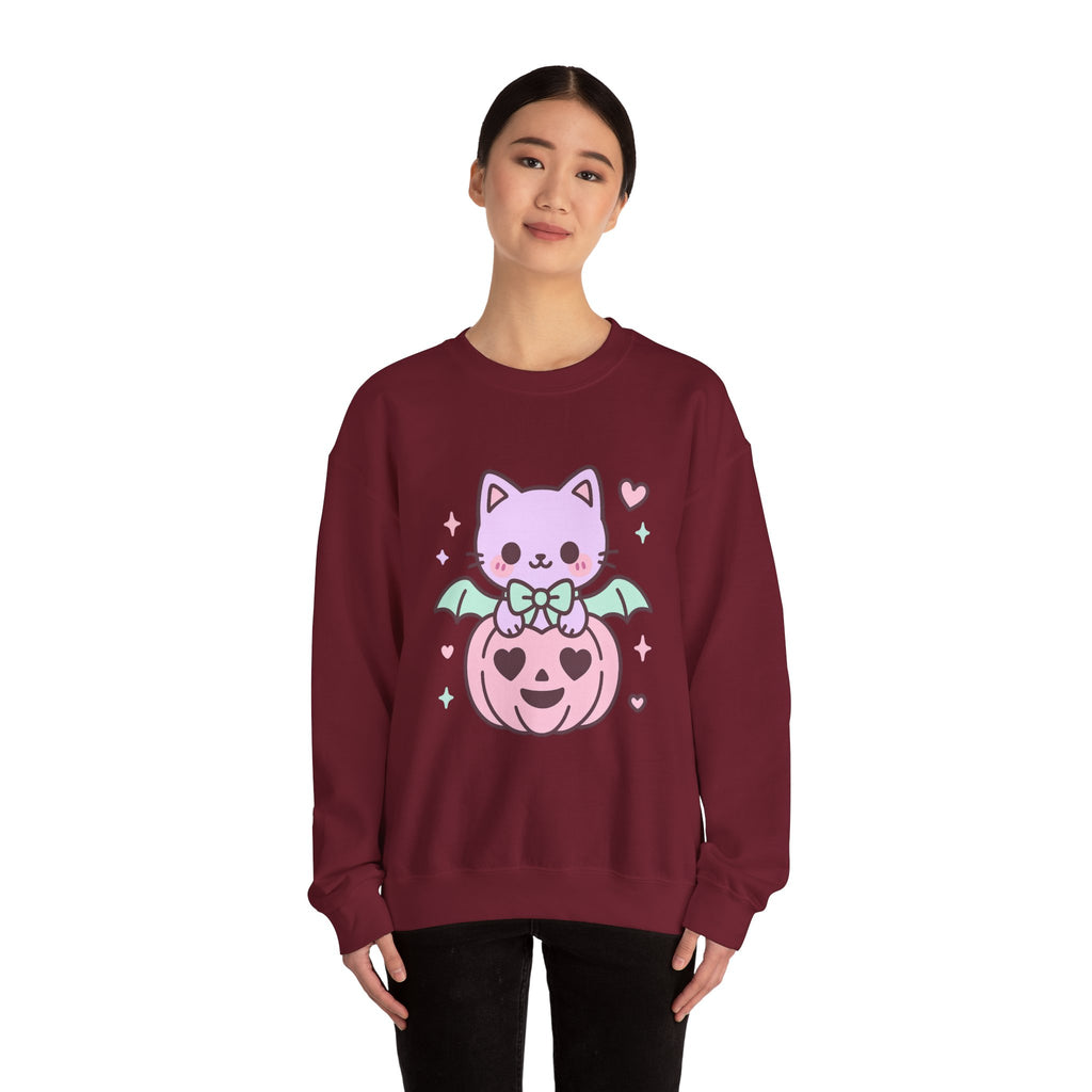 Kawaii Skull Sweatshirt – Pastel Bows & Hearts