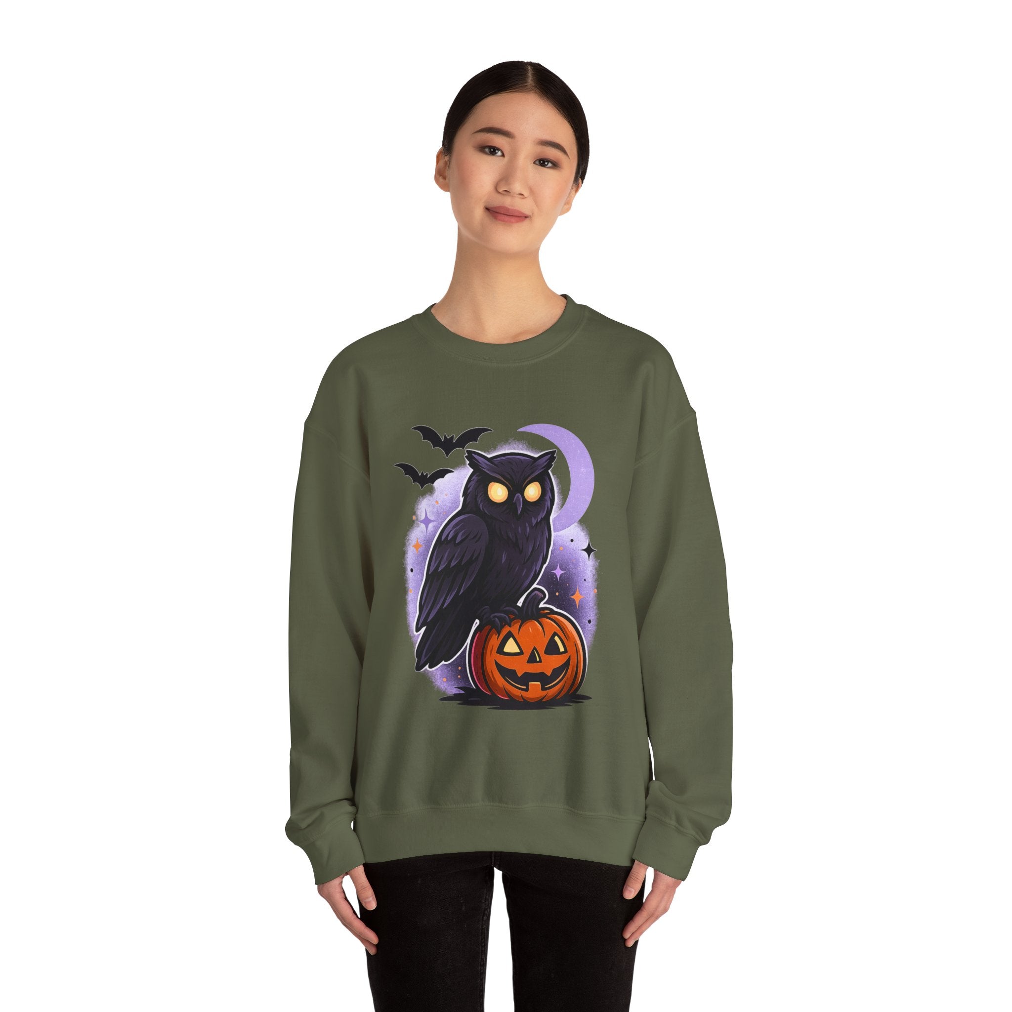 Spooky Owl and Pumpkin Night Sweatshirt