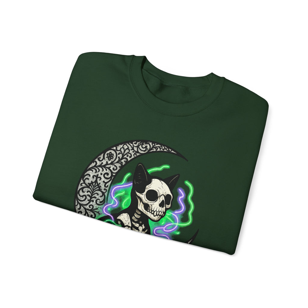Gothic Cat with Neon Aura Halloween Sweatshirt