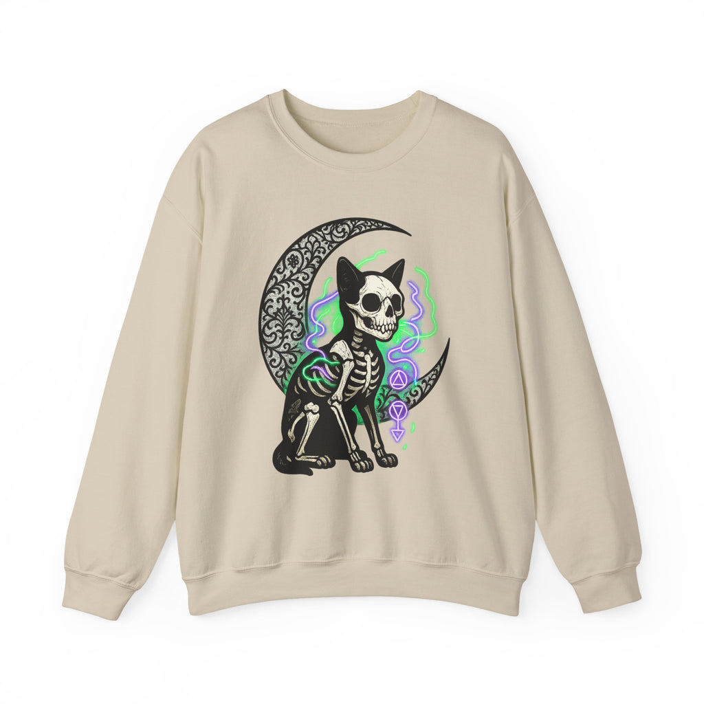 Gothic Cat with Neon Aura Halloween Sweatshirt