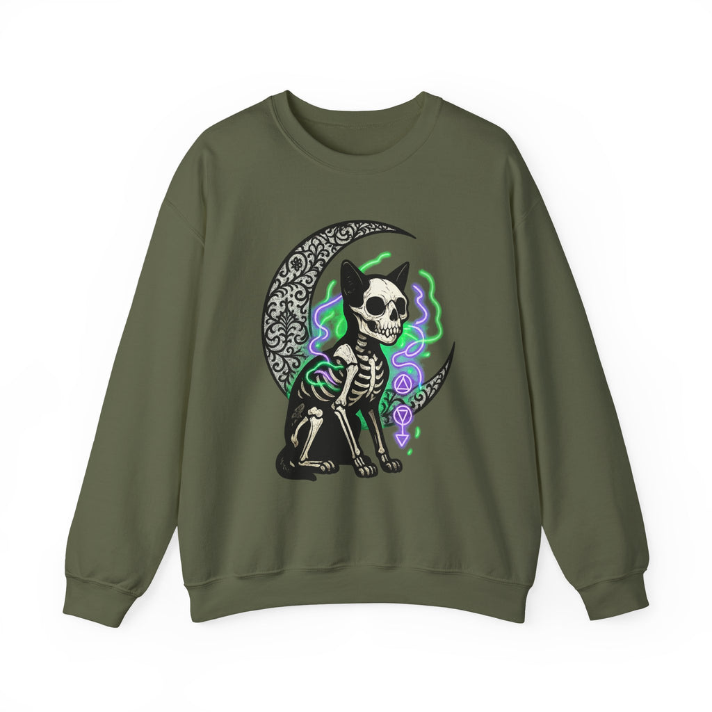 Gothic Cat with Neon Aura Halloween Sweatshirt