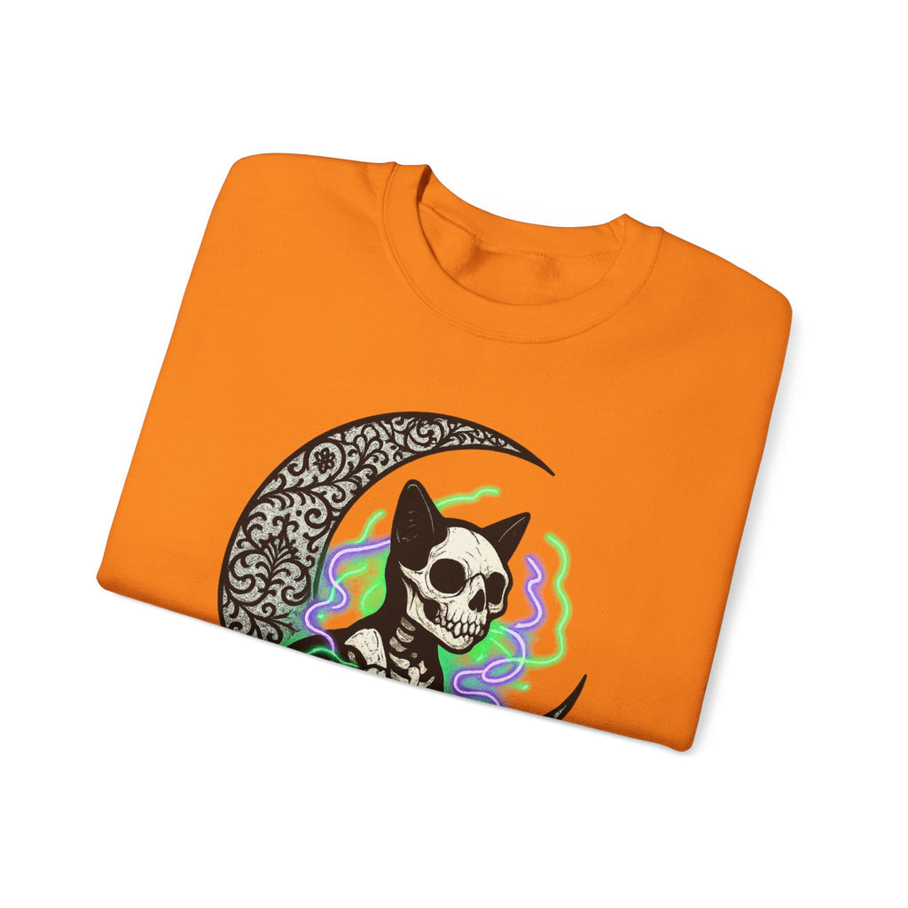 Gothic Cat with Neon Aura Halloween Sweatshirt