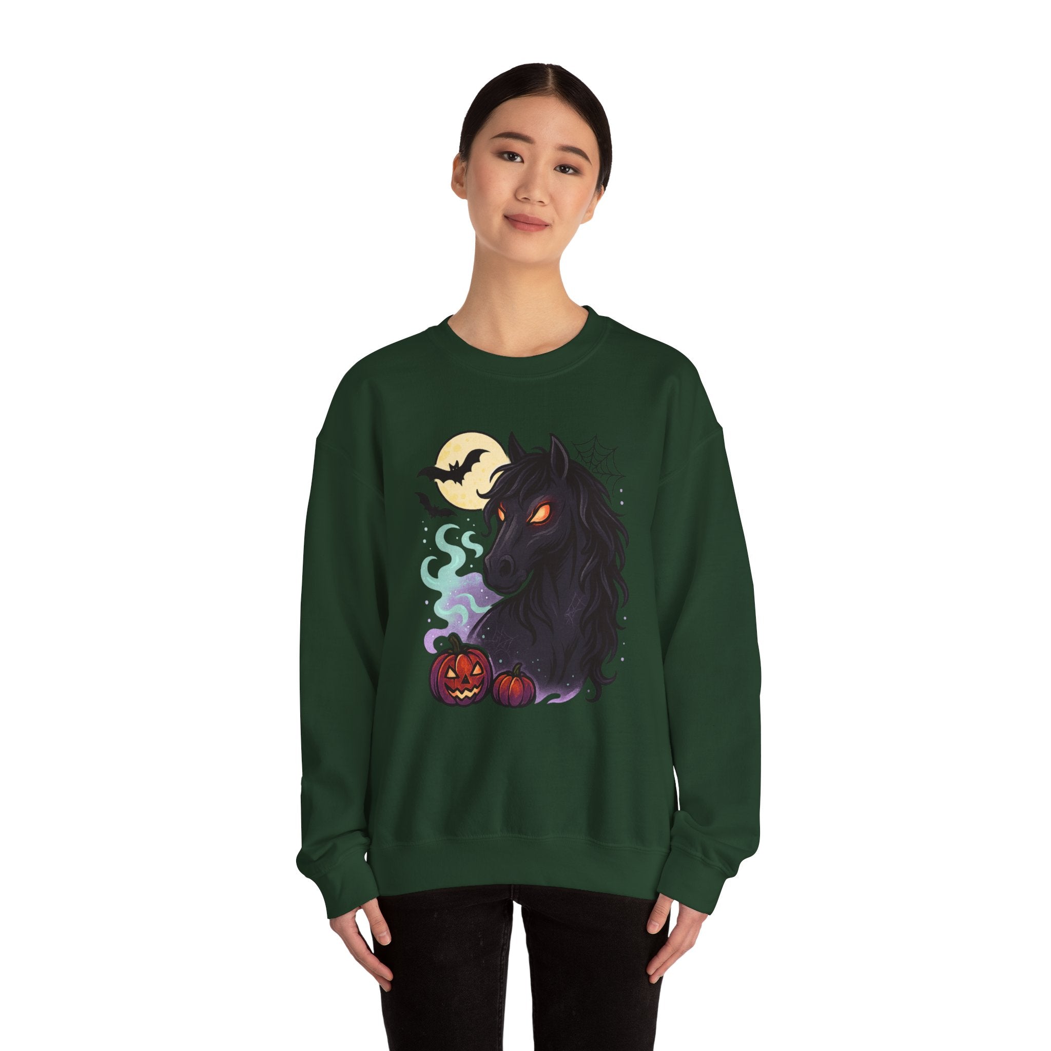 Gothic Horse Under Moonlight Spooky Sweatshirt
