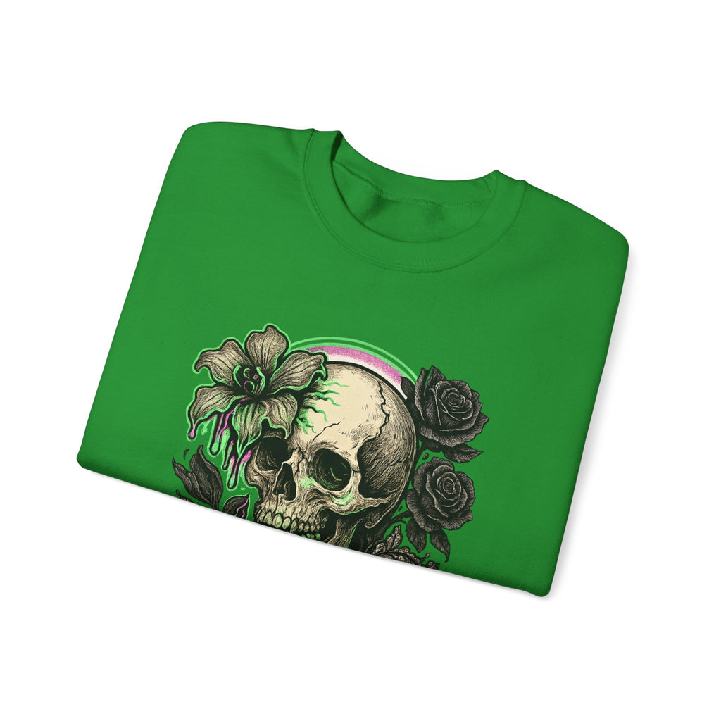 Gothic Skull with Neon Floral Sweatshirt