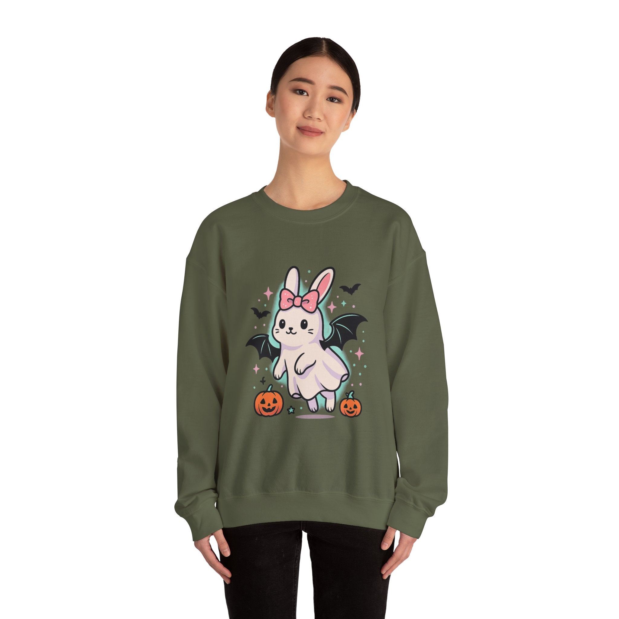 Cute Ghost Bunny with Bat Wings Sweatshirt