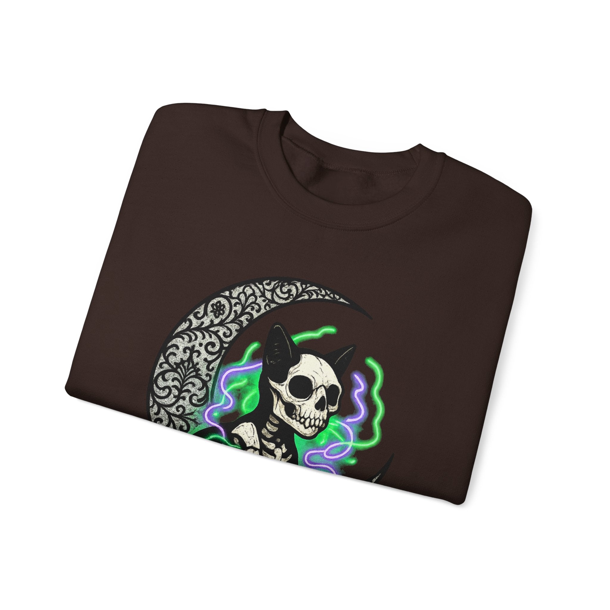 Gothic Cat with Neon Aura Halloween Sweatshirt