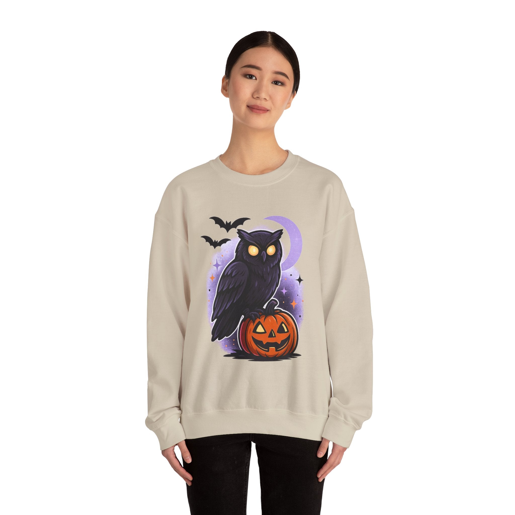 Spooky Owl and Pumpkin Night Sweatshirt